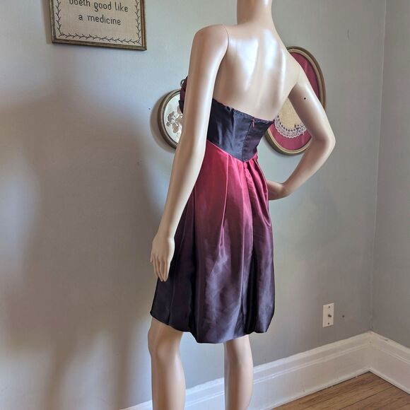 NWT Vintage Y2K Jump Mini Dress Red Satin Strapless Party Ombre Size 3 - Picture 9 of 11